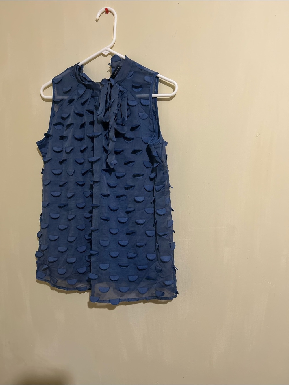 Sleeveless Navy Tie-Neck Petal Applique Camisole